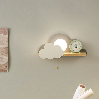 Nordische Macaron-Wolken-Wandleuchte aus Glas und Holz mit 1 Licht