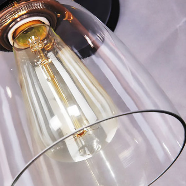 Contemporary Industrial Round Cup Iron Glass 1-Light Wall Sconce Lamp For Living Room