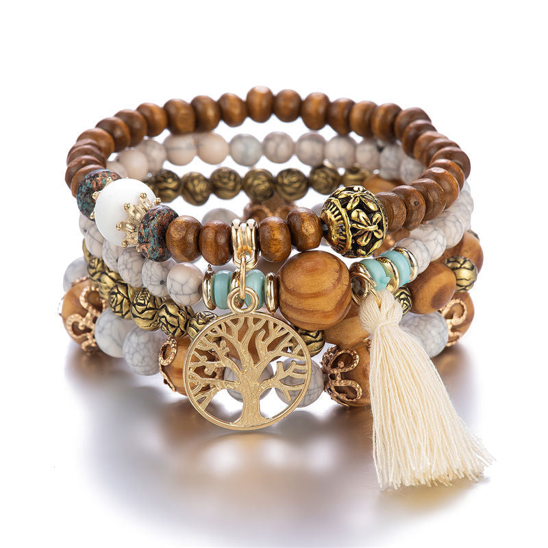 Frendorf | Boho Mehrschichtige Holzperlenarmband