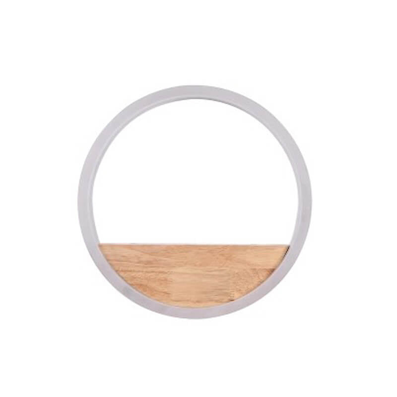 Frendorf | Lumoshelf LED Wandleuchte | Massivholz mit Ablage | Runde Wandlampe | Warm- & Weißlicht