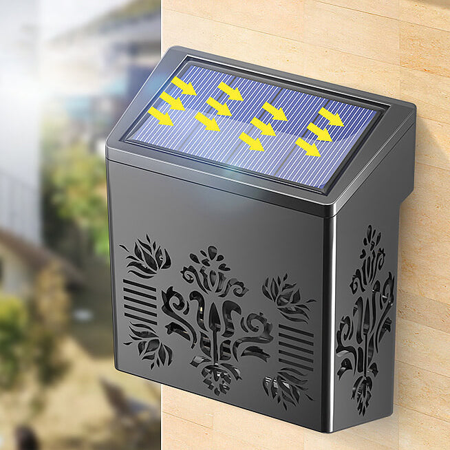 Solar Outdoor Square Hollow Design LED Patio Decoration Wandlampe