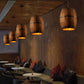 Frendorf | BarrelGlow Vintage Pendelleuchte | Holz-Weinfass-Design | 1-flammig | Rustikale Beleuchtung