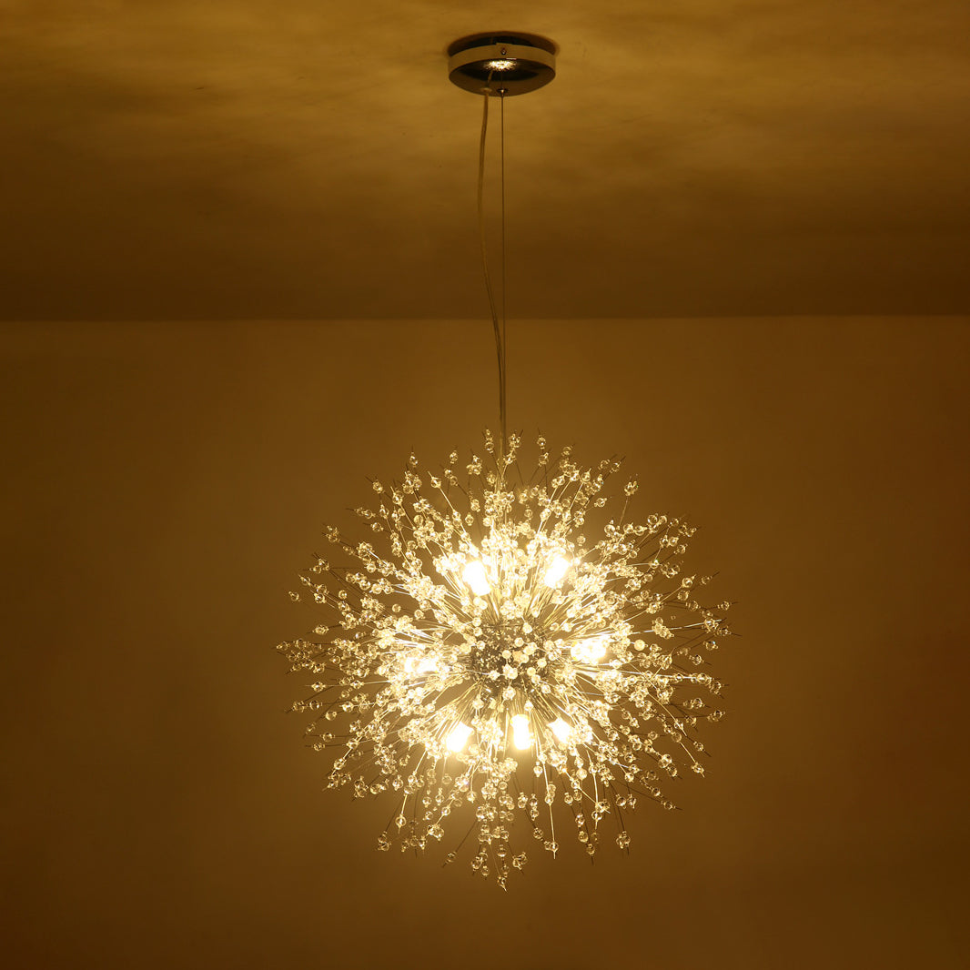 Zeitgenössische kreative Hardware Kristallperlen dekorieren Löwenzahn-Design 8/9/12-Licht Kronleuchter für das Wohnzimmer