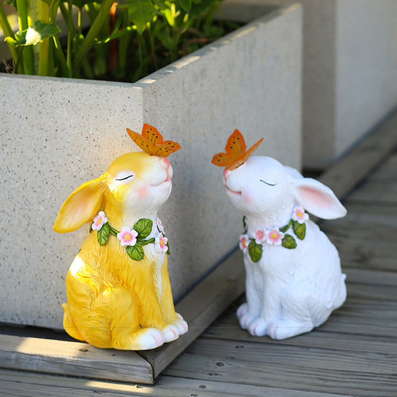 Frendorf | Oster Solarbetriebene LED Kaninchen Mit Schmetterling Außen Dekor Garten Licht