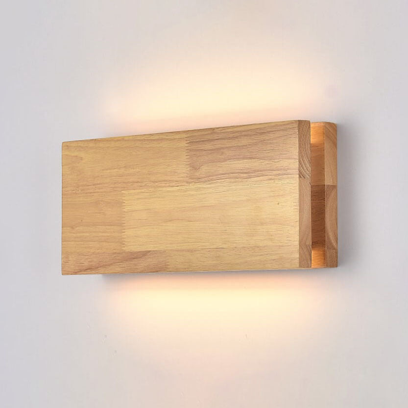 Frendorf | WabiLight Japanische Wabi-Sabi Holz-LED Wandlampe | Rechteckig oder Quadratisch | Warmes Ambiente