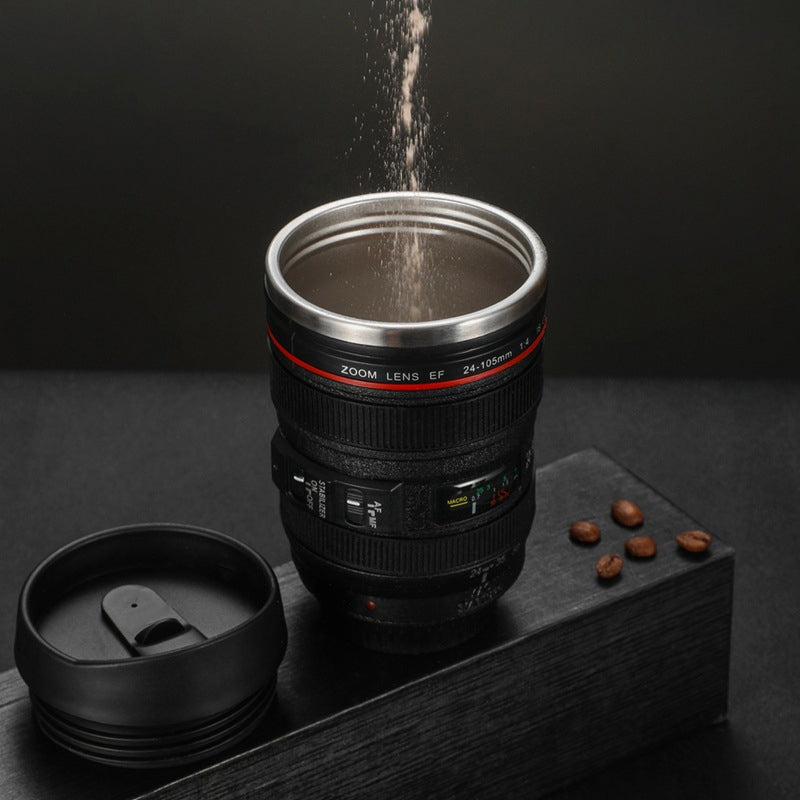 Kameraobjektiv Inspiriert Isolierte Tasse Kaffeetasse