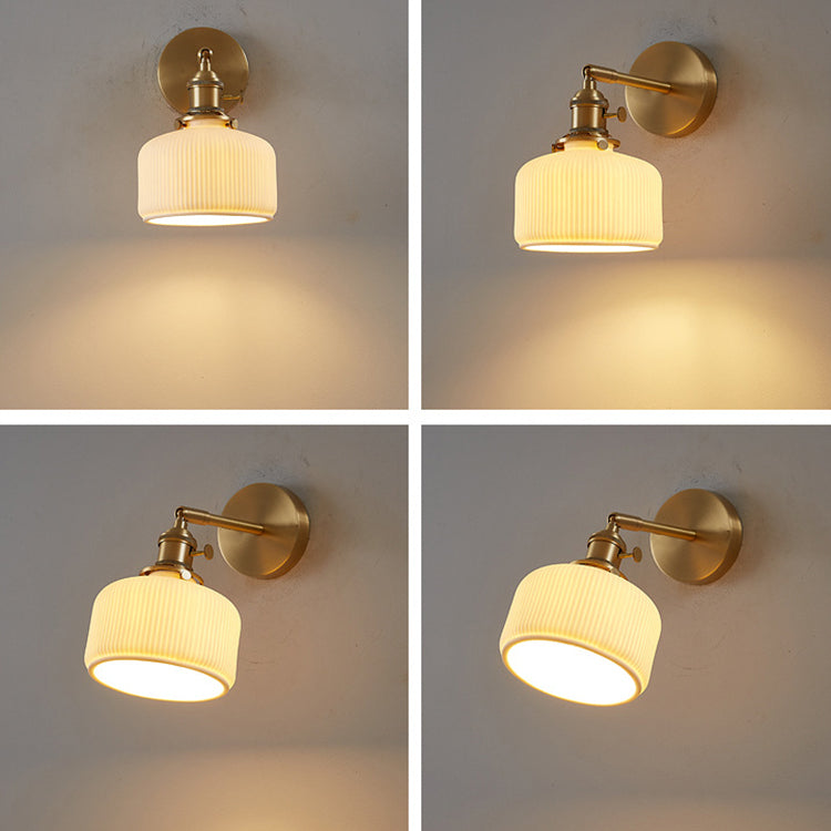 Frendorf | StripoLux Moderne Wandlampe | Minimalistische Keramik-Wandleuchte | Streifendesign | Ambientebeleuchtung