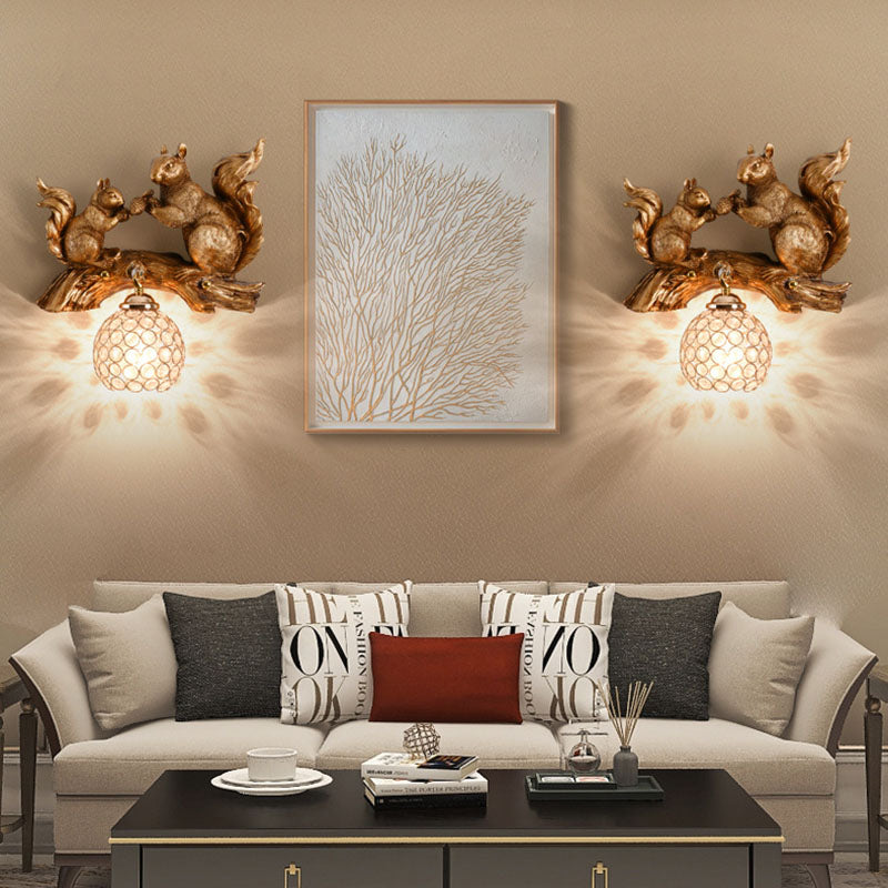 Frendorf | Crystanova Wandleuchte | Kreatives Eichhörnchen-Design | Kristall-Details | 1-flammige Lampe für Schlafzimmer