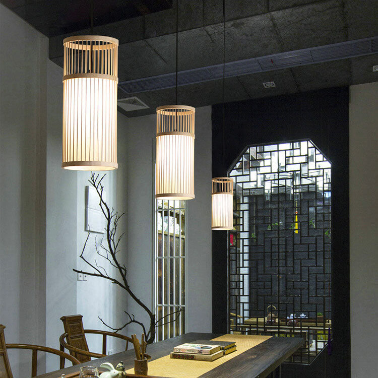 Frendorf | Bambora Zen Pendelleuchte | Handgewebte Bambus-Laterne | Japanisches Design | Natürliche Eleganz