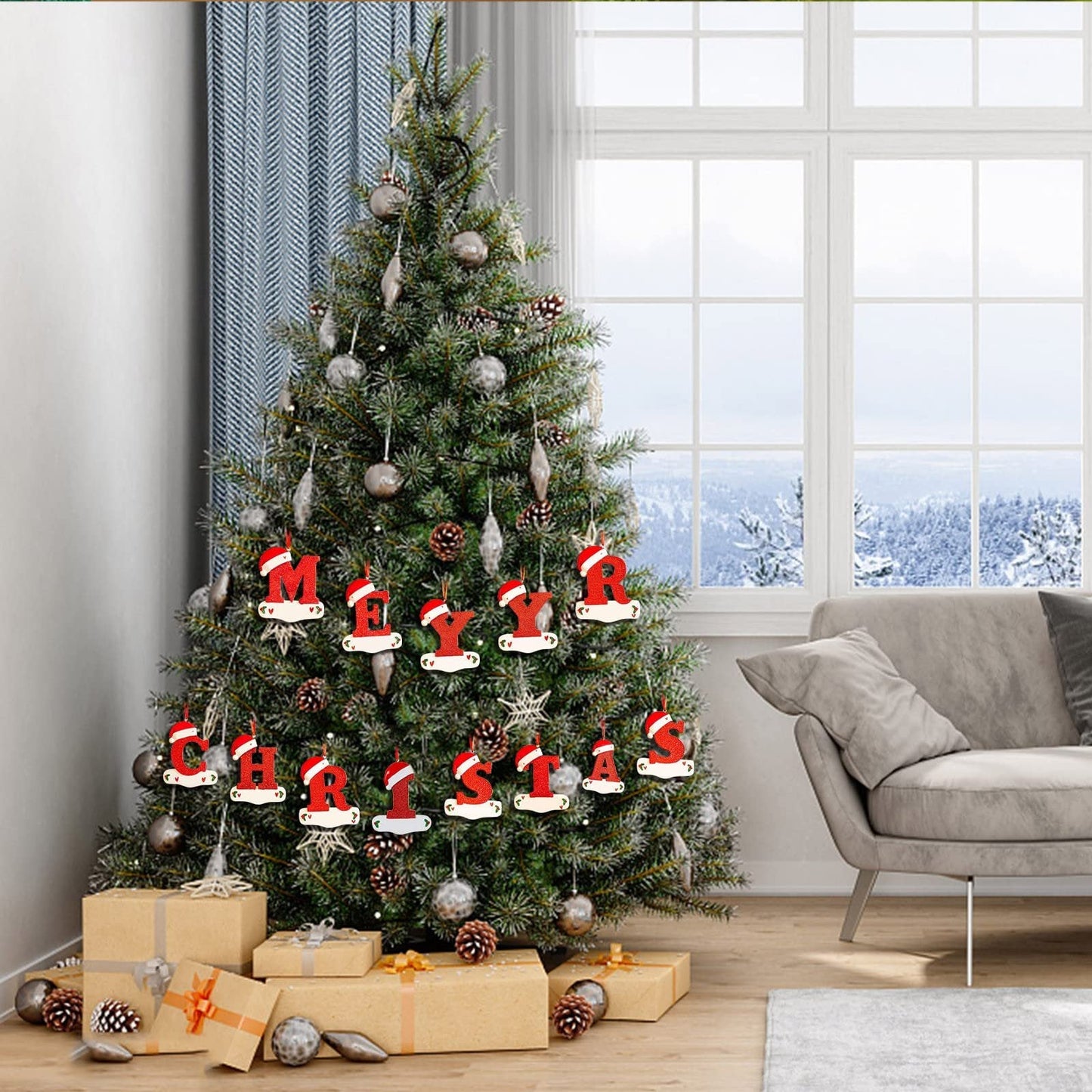 Frendorf | Personalisierte Weihnachts 24 Buchstaben Ornamente