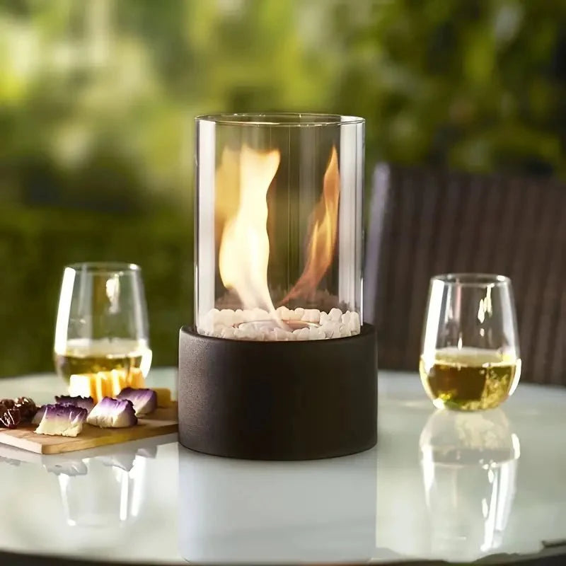 FlameWave Moderne Tragbare Feuerstelle | Stilvolle Atmosphärefeuerstelle für Innen und Außen