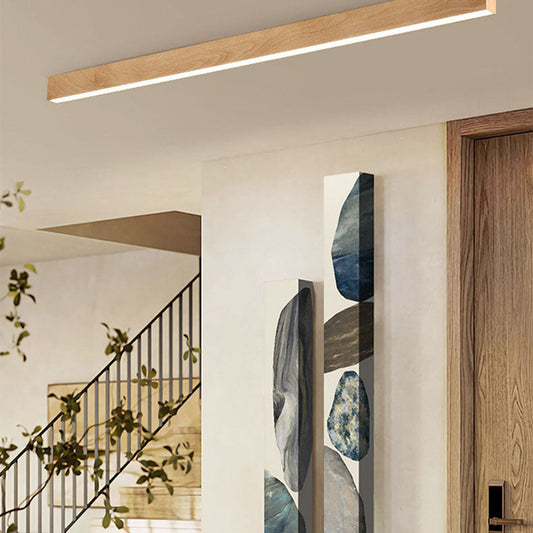 Frendorf | LumiGrain Minimalist LED Deckenleuchte mit Holzoptik | Aluminiumstreifen | Warmes, neutrales & weißes Licht | Moderner Stil