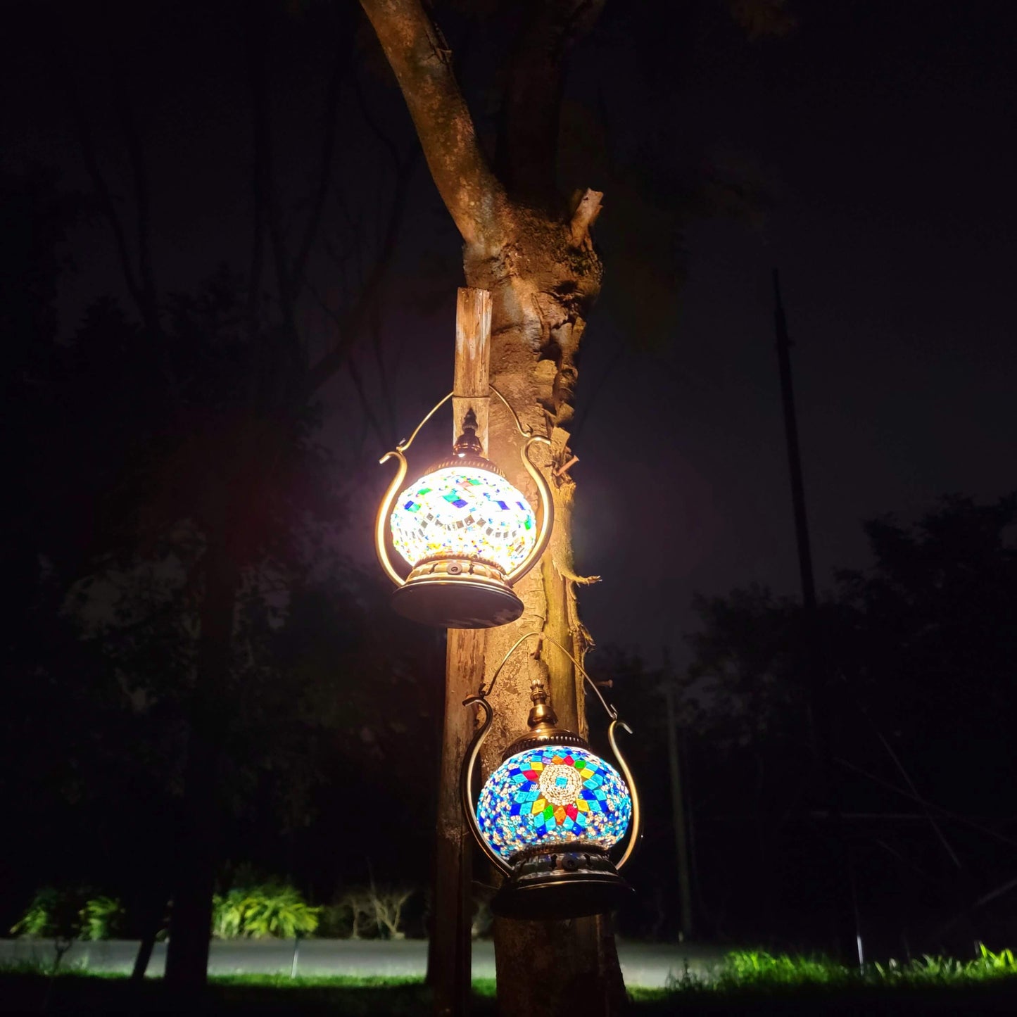 Marokkanische Buntglas runde Pot USB wiederaufladbare LED tragbare Tischlampe
