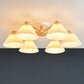 Frendorf | LumiPlea Nordic Holz Deckenleuchte | Plissee-Schirm | 3/6/8-Licht Halbrunde Deckenlampe
