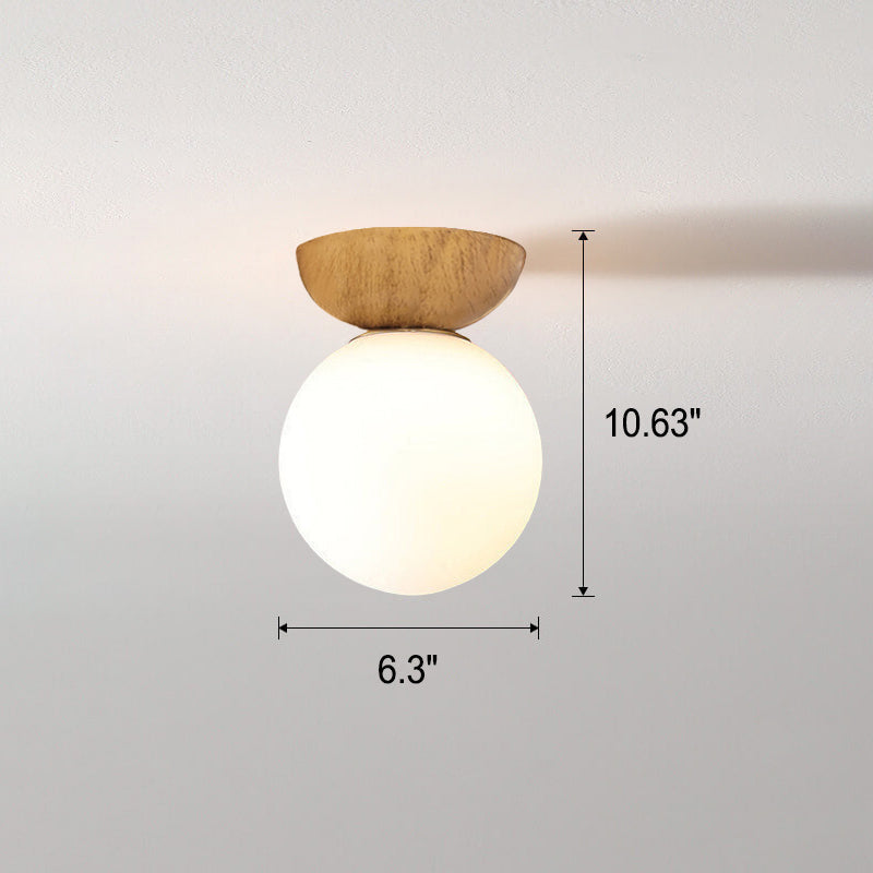 Frendorf | LumiHaus Deckenleuchte Holz | Japanisch-Nordisches Design | Glas Kugel | Warmes Stimmungslicht