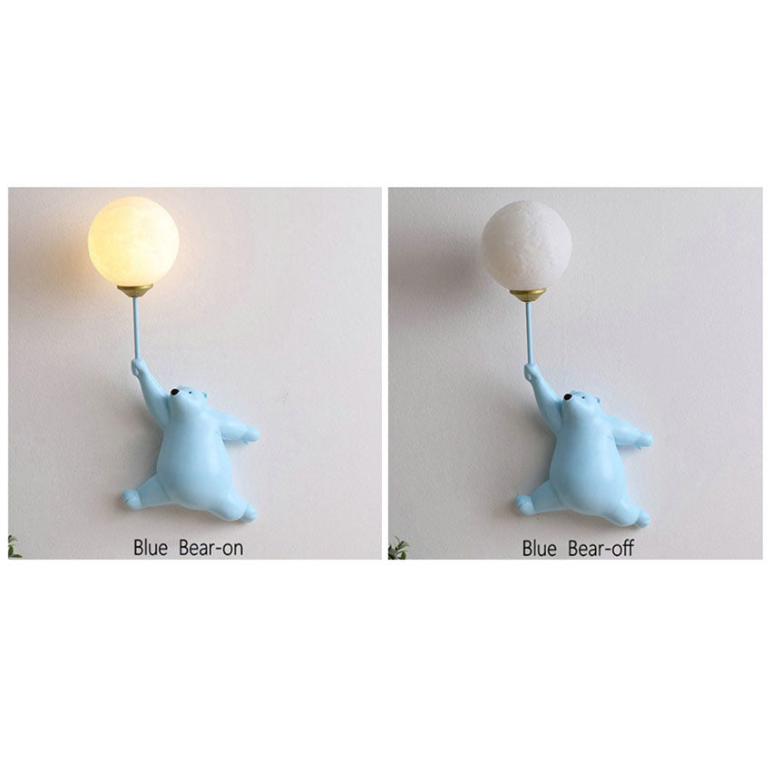 Frendorf | Bearlume Kreative Wandlampe | Bärendesign aus Glas & Eisen | Stimmungsvolle Beleuchtung | Moderne Wanddekoration