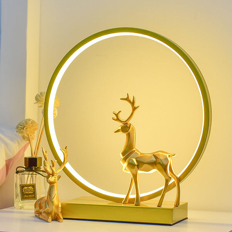 Frendorf | CircleLume USB LED Nachtlicht | Nordic Design | Tischlampe mit Hirschfigur | Warmweißes Licht & Dimmbar