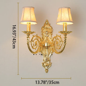 Frendorf | LustraCandle Wandleuchte | Europäisches Luxus-Design aus Zinklegierung | 2-flammig | Mit Stoffschirmen oder Ohne | Für Wohnräume & Flure