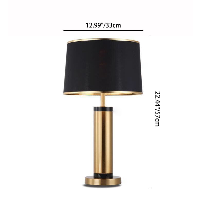 Moderne Übergangs-Zylinder-Eisen-Stoff 1-Lampe Tischlampe für das Wohnzimmer