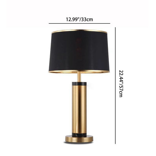Moderne Übergangs-Zylinder-Eisen-Stoff 1-Lampe Tischlampe für das Wohnzimmer
