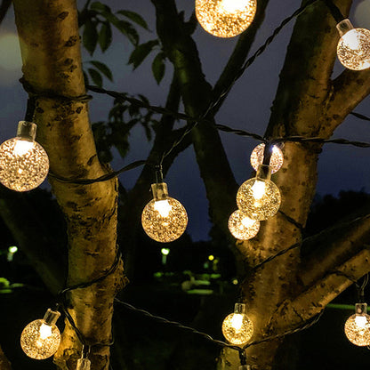 Frendorf | Moderne Art Deco wasserdicht Solar PVC Gummi Acryl Schnee Biene Ball Kristall Ball Tropfen LED Lichterkette Außenbeleuchtung für Garten