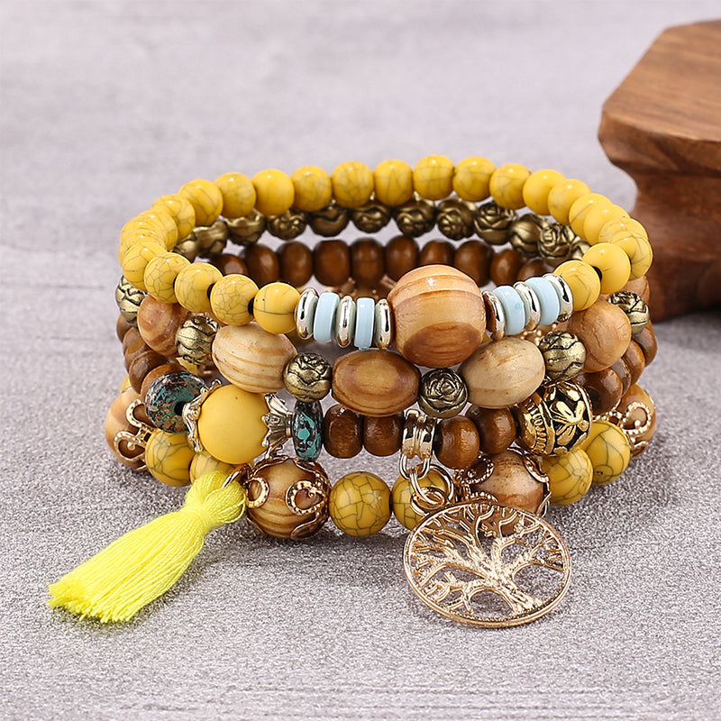Frendorf | Boho Mehrschichtige Holzperlenarmband