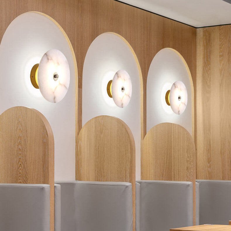 Frendorf | Marblios Runde LED Wandleuchte | Luxus-Marmor & Acryl-Design | Warmes Licht | Modern & Stilvoll für Wohnzimmer & Schlafzimmer