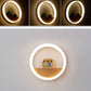Frendorf | Lumoshelf LED Wandleuchte | Massivholz mit Ablage | Runde Wandlampe | Warm- & Weißlicht