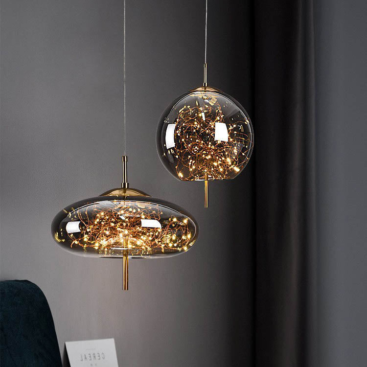 Frendorf | LumoSphere Nordic Pendelleuchte | Zylinder Oval Design | Glas-Lampe | Dimmbares LED Licht | Schlafzimmer & Wohnräume