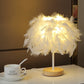 Moderne Art Deco Federweben Holzsockel USB wiederaufladbare LED Tischlampe für das Schlafzimmer