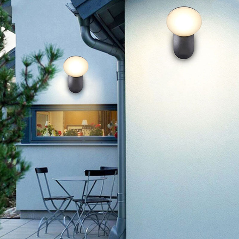 Zeitgenössische industrielle wasserdichte Aluminium-PC runde Schirm-LED-Wandlampe für Garten
