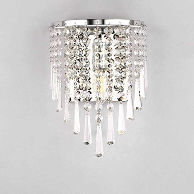 Moderne Luxus Halbrunde Achteck Perlen Edelstahl Kristall 1-Licht Wand Sconce Lampe Für Wohnzimmer