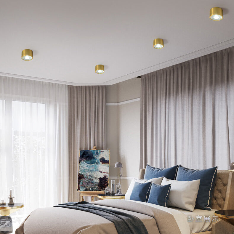 Frendorf | LumaBrass LED Deckenstrahler | Zylindrisches Design | Moderne Flush Mount Beleuchtung | Neutralweiß (4000K)