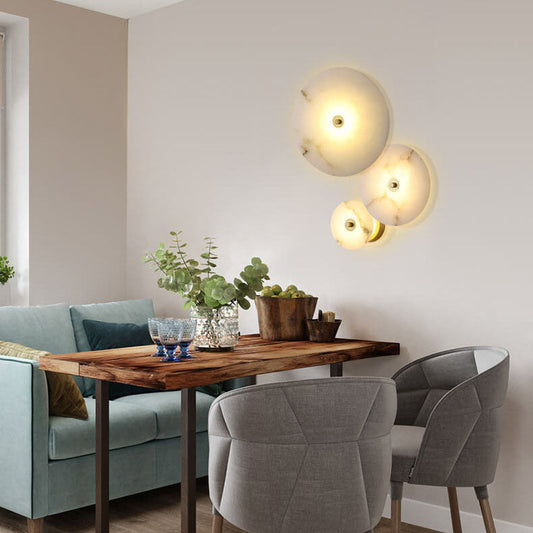 Frendorf | Marblios Runde LED Wandleuchte | Luxus-Marmor & Acryl-Design | Warmes Licht | Modern & Stilvoll für Wohnzimmer & Schlafzimmer