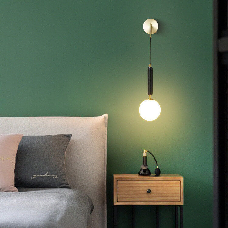 Frendorf | Marbelis Sphere LED Wandleuchte | Moderner Luxus | Marmor-Arm & Kugelschirm | Dekorative Beleuchtung