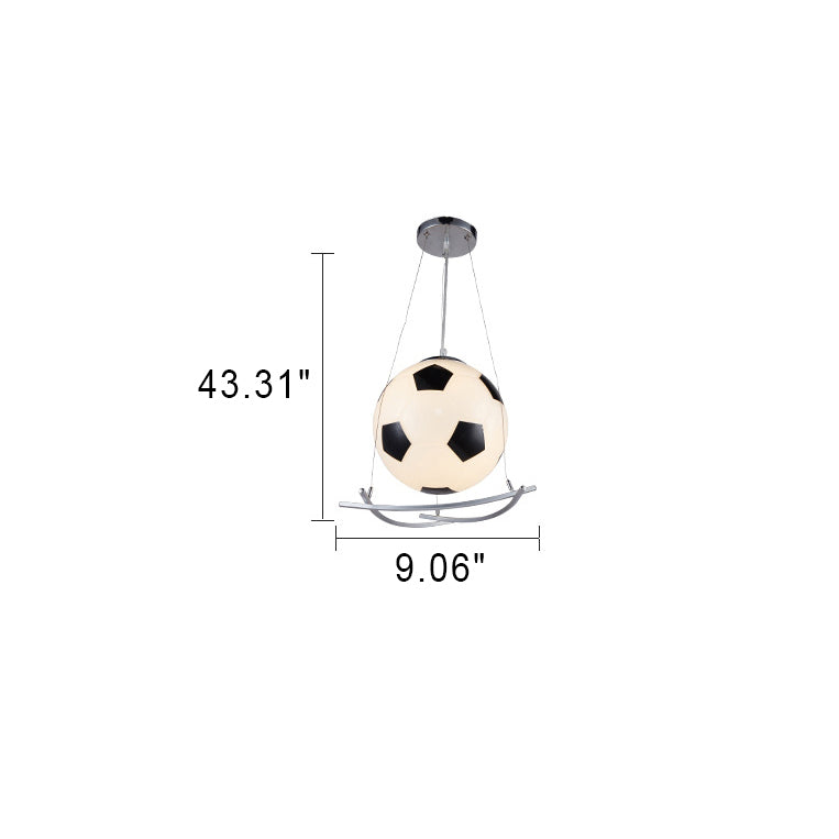 Frendorf | GoalLight Fußball Kinderzimmer Pendelleuchte | Kreatives Design | Glas & Eisen | 1-flammige Hängeleuchte