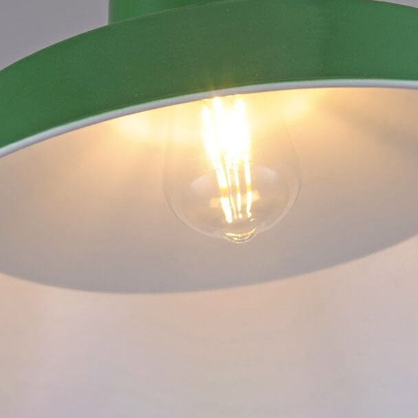 Frendorf | RetroDome Industrielle Vintage Pendelleuchte | Grünes Eisen-Kuppeldesign | Einzellicht | Rustikale Deckenbeleuchtung