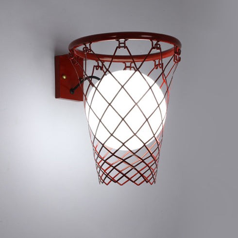 Frendorf | Slamora Kinder Wandleuchte | Basketballkorb Design | Glas & Metall | Art Déco Stil | Schlafzimmerlicht