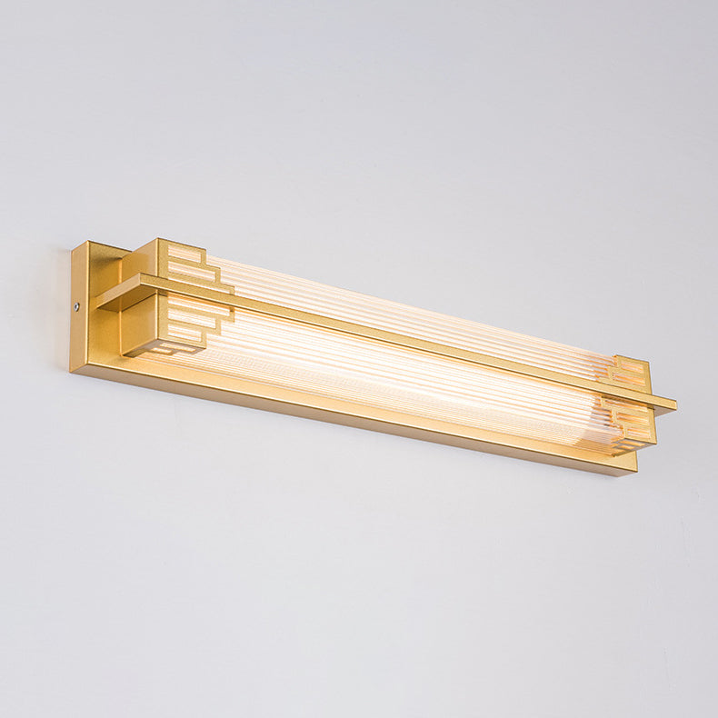 Traditionelle chinesische wasserdichte rechteckige Edelstahl-Glas-LED-Wandleuchte für den Außenbereich Terrasse