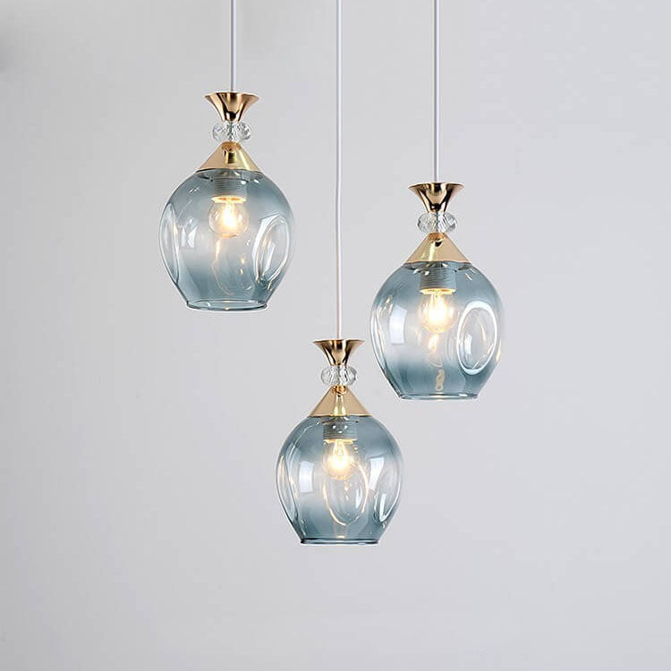 Frendorf | AuroSphere Gradient Glas Pendelleuchte | 1/3 Lichter | Insellicht | Modernes Design für Esszimmer & Küche