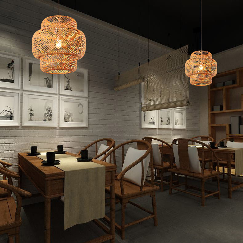 Frendorf | Zenoku Bambus Hängeleuchte | Traditionelles Design | Natürliche Eleganz | Beleuchtung fürs Wohnzimmer