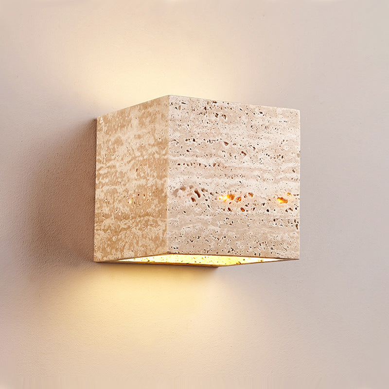 Frendorf | ShinariGlow Travertin LED Wandleuchte | Traditionelles Japanisches Design | Wasserdicht & Stilvoll