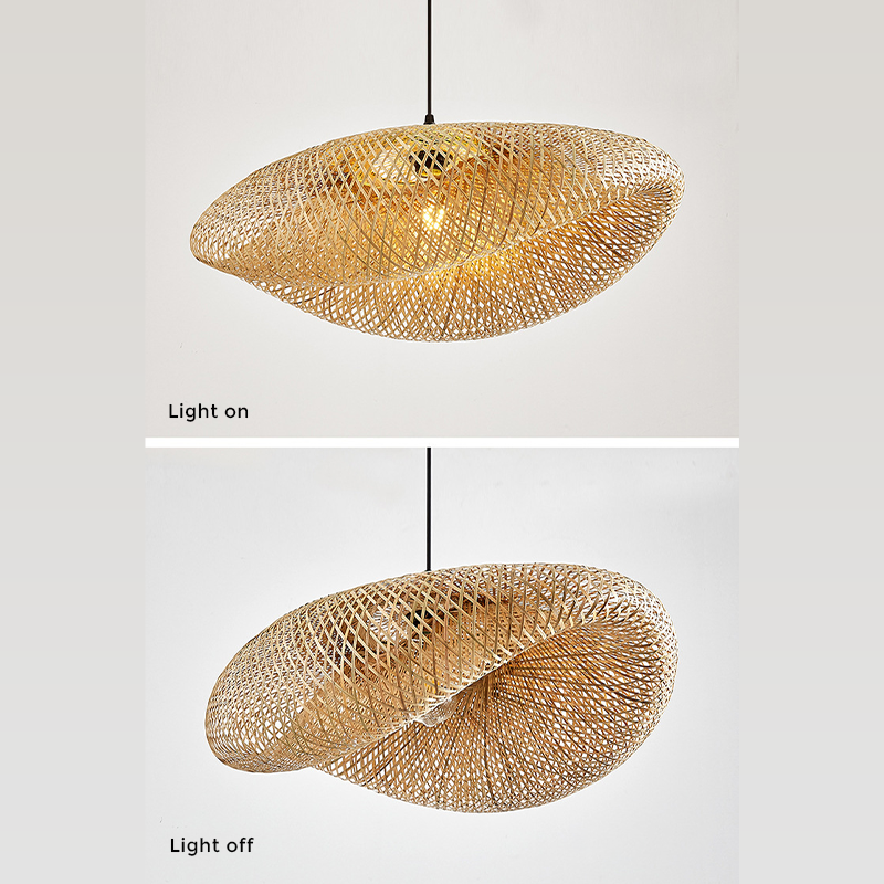 Rattan Gewebtes Bambus -Pendellicht - Led - Licht