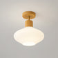Frendorf | GlowLoom Nordic Oval Deckenleuchte | Holzstreifen Glasdesign | Halbrunde LED Lampe | Moderne Beleuchtung
