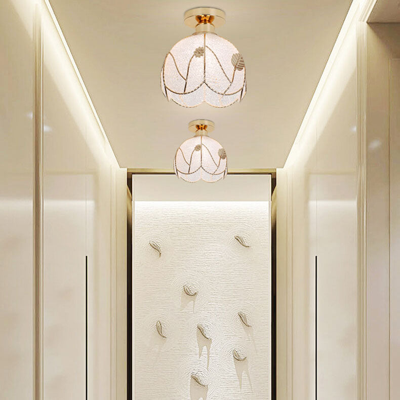 leichtes Luxusglas Gold 1-Licht Halbbodenmontage Deckenleuchte