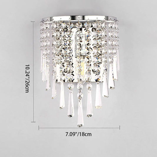 Moderne Luxus Halbrunde Achteck Perlen Edelstahl Kristall 1-Licht Wand Sconce Lampe Für Wohnzimmer