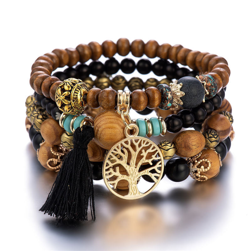 Frendorf | Boho Mehrschichtige Holzperlenarmband