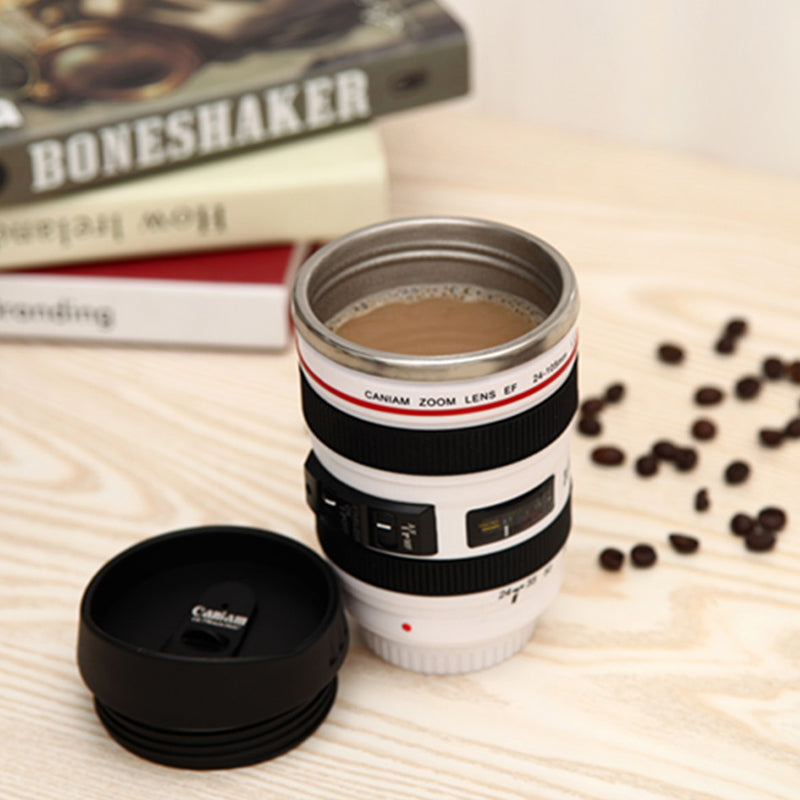Kameraobjektiv Inspiriert Isolierte Tasse Kaffeetasse