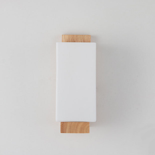 Moderner minimalistischer Massivholz Quadrat Glas Säulen 1-Lampe Wand sconces Leuchte