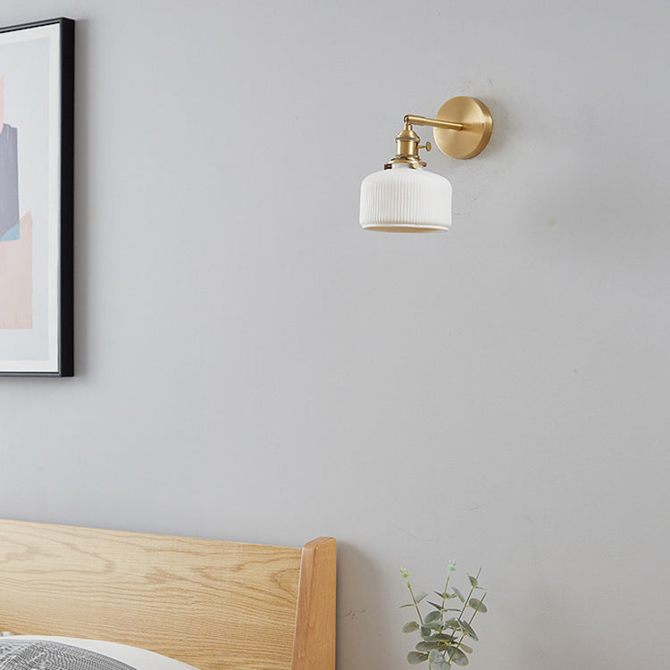 Frendorf | StripoLux Moderne Wandlampe | Minimalistische Keramik-Wandleuchte | Streifendesign | Ambientebeleuchtung